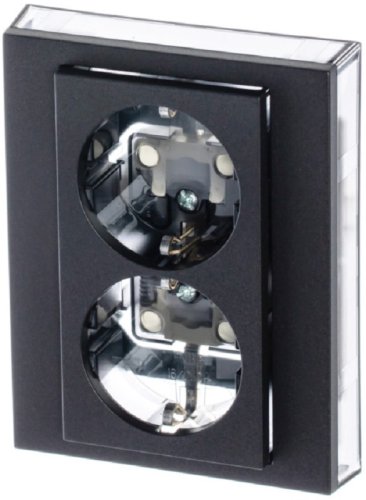 Розетка с заземлением ABB EPJ Levit 1-м. 2 мод. шторки антрацит/дымчатый черный картинка